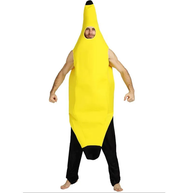 Костюм на Хэллоуин мужской костюм банана Косплей Костюм для взрослых нарядное платье Забавный сексуальный банан Новинка-комбинезоны карнавал вечерние Одежда с фруктами