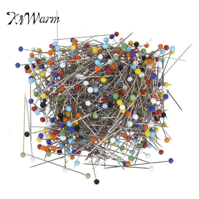

KiWarm Practical 500pcs/box Glass Pearlized Head Pins Multicolor Sewing Pin for DIY Sewing Crafts Accessories