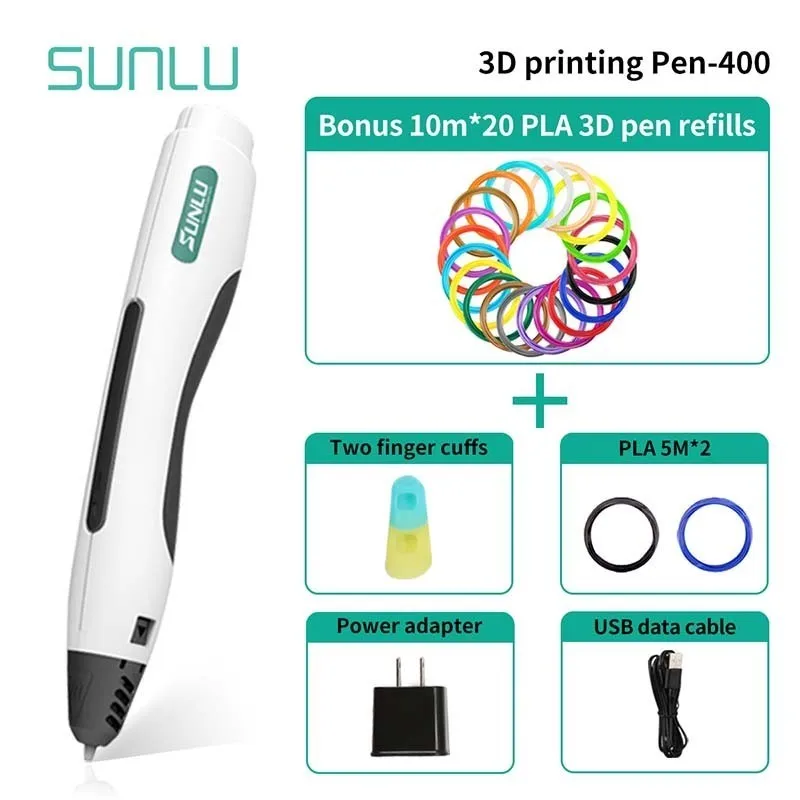 

SUNLU 3D Pens Support PLA Filament New Set With 200M PLA Reills Children Scribble 3D Pen Best Gift For Kids & Adult