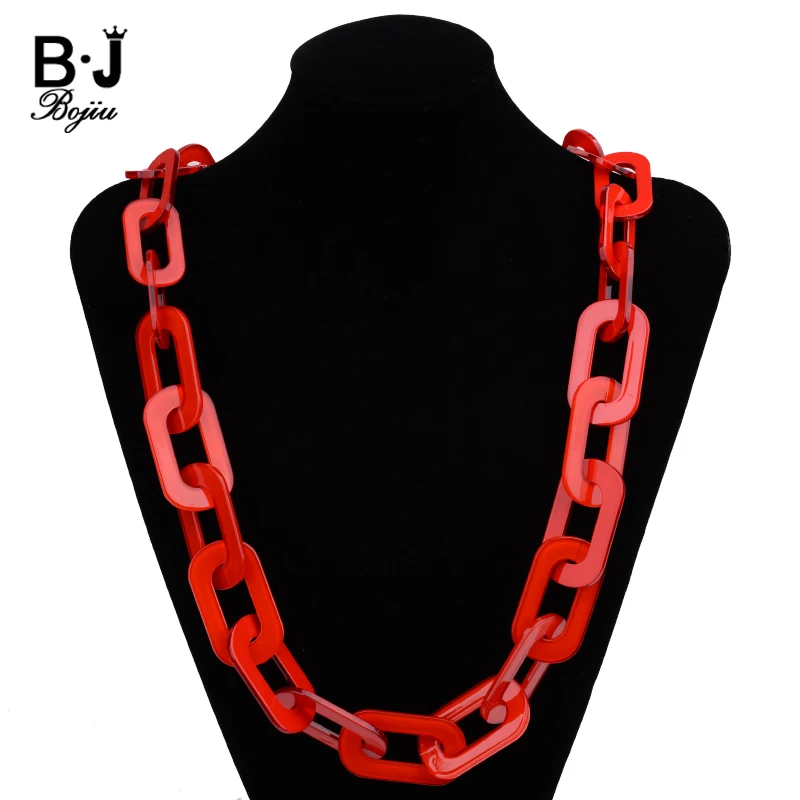 

BOJIU 4 Colors Boho Luxury Woman Long Big Acrylic Chain Necklaces Bohemian Jewelry Personalized Lady Punk Necklace 2019 NK1005