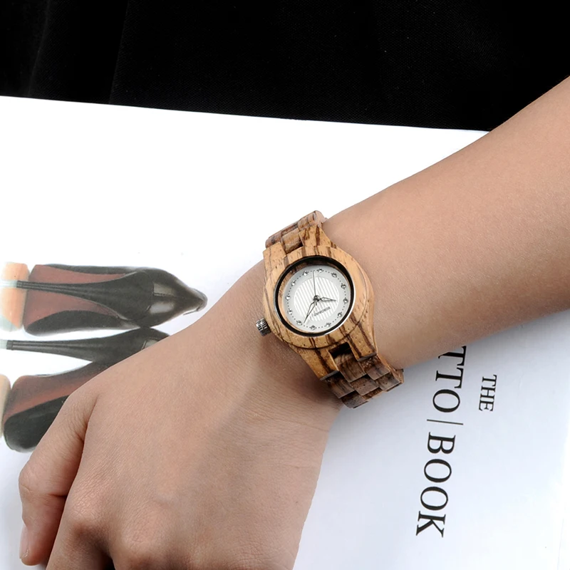 BOBO BIRD, женские часы, деревянные, женские наручные часы, кварцевые часы с бриллиантами, складная застежка, в подарочной коробке, Дамский логотип на заказ