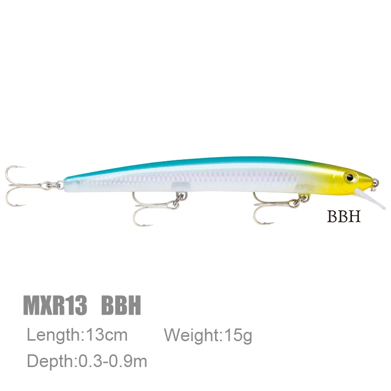 Бренд Rapala, популярная серия MaxRap MXR13, 13 см, 15 г, жесткая рыболовная приманка, подвесная приманка, воблер с высокочастотный крючок vmc - Цвет: BBH