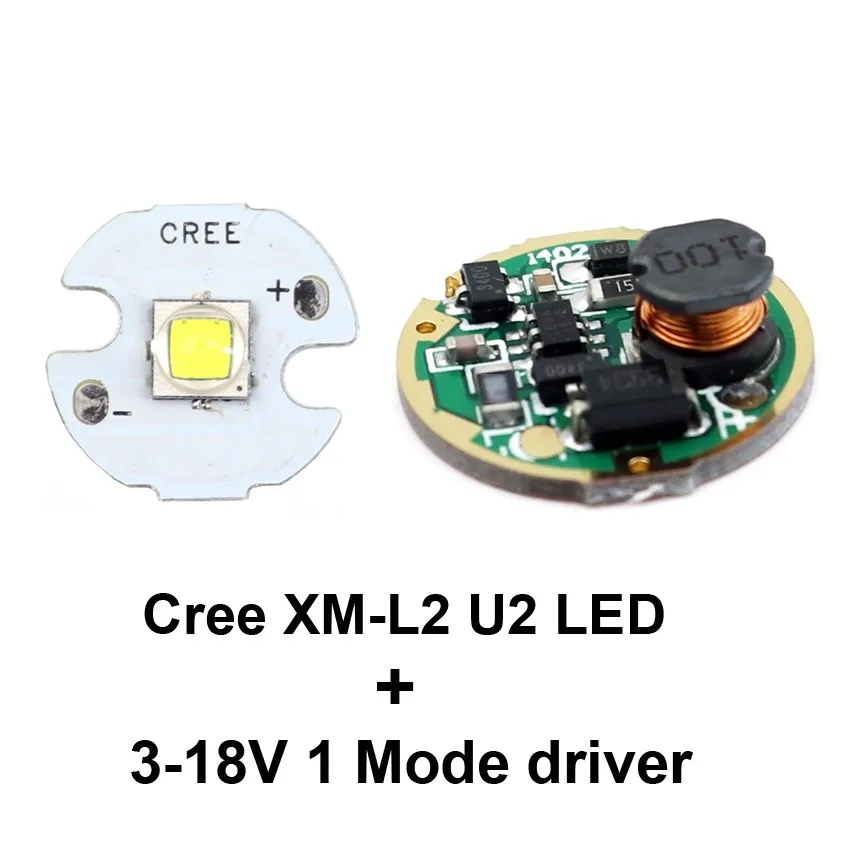 16 мм XM-L2 U2 светодиодный холодный белый+ 17 мм 1 Режим 3-18 в драйвер/3,7-4,2 в 5 режимов монтажная плата для фонарика - Цвет: 1 Mode set