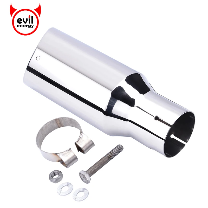 

evil energy Universal 2.5" Inlet 4" Outlet Stainless Steel Exhaust Tip Pipe Round Tip For Exhaust pipe 63mm or 60mm Car Styling