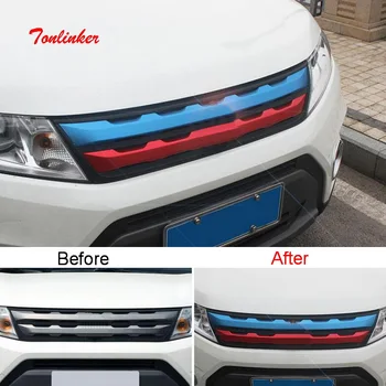 

Tonlinker Exterior Racing grills Red/Blue Decoration Cover stickers for SUZUKI Vitara 2016-19 Car Styling 2 Pcs Cover Stickers