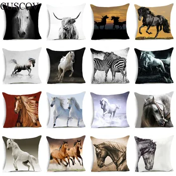 

Foreign trade selling polyester printing animal horse pillowcase fashion home sofa cushion cover comfortable seat pillow covers