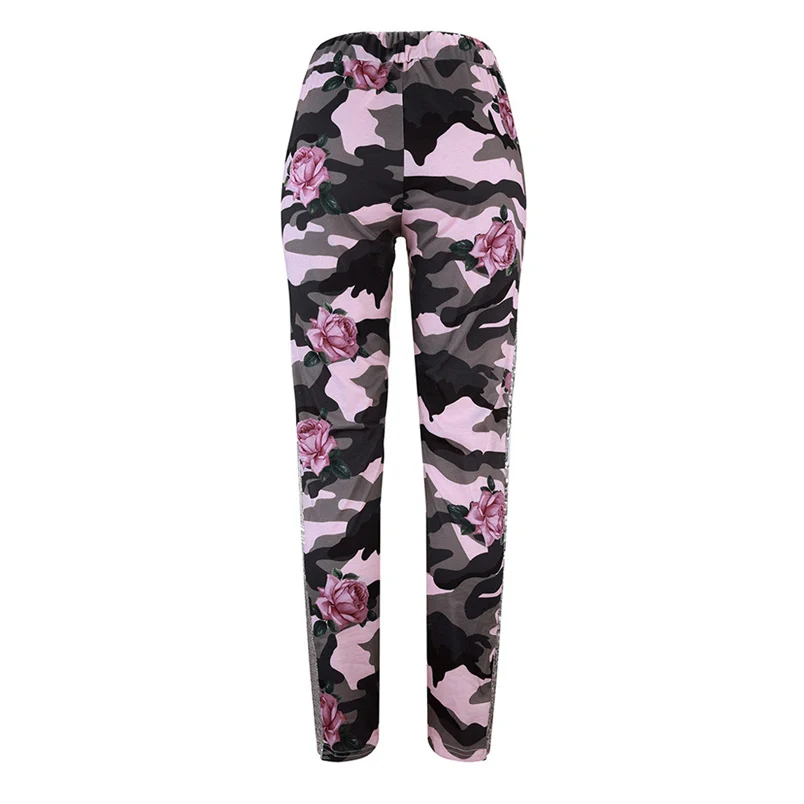 Fashion Womens Pants 2018 New Arrival Comfortable Sequins Camouflage Print Bandage Patchwork Mid Waist Long Pants Trousers F#J12 (20)