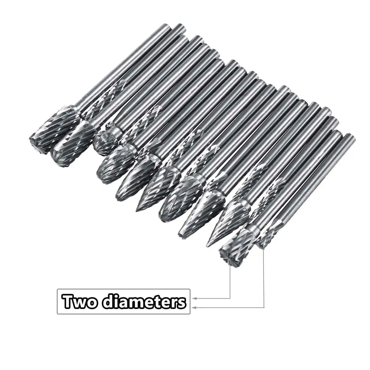 20Pcs Carbide Rotary Rasp Burrs Drill Bit Tungsten Steel Double Cut Files Grinder Shank Electric Grinder Replacement Accessories