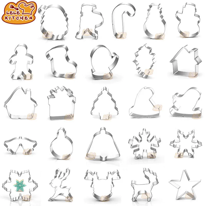 

1PCS Christmas Theme Pattern Cookies Cutter Molds Cake Decorating Tool Stainless Steel Chocolate Cutters DIY Baking Tools