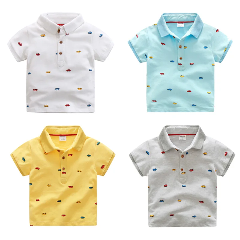 

2017 Boys Clothing Summer Style Cotton T-shirt For Boy Polo Shirts Cars Printing Cartoon Child T-shirt Minions Kids Clothes