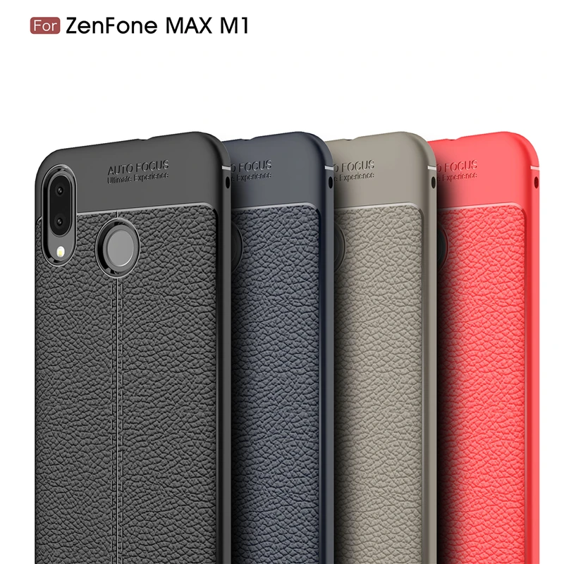 

Matte Frosted Soft TPU Silicone Case Cover For Asus Zenfone Max M1 ZB555KL Phone Case Leather Lichee Texture Cover Shell