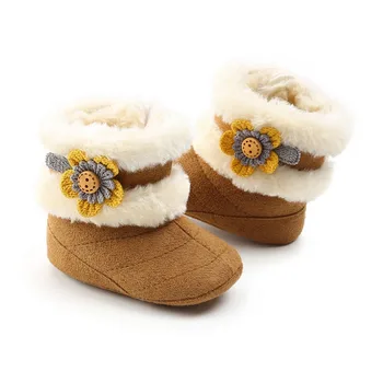 

Fashion Winter Newborn Baby Shoes Soft Plush Ball Booties for Infant Girls Anti Slip Snow Sneakers Keep Warm Crib shoes