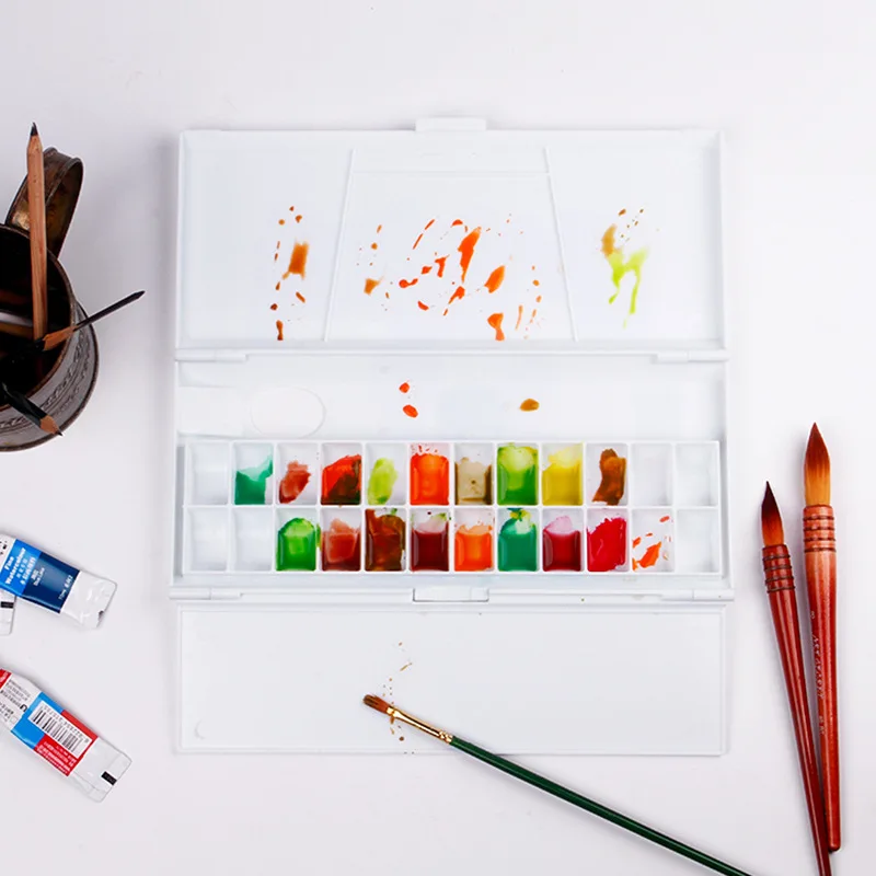 EZONE24 сеточная палитра пластиковая увлажняющая водная цветная Палитра для рисования профессиональный художественный цветной Миксер для школы и офиса художественная поставка