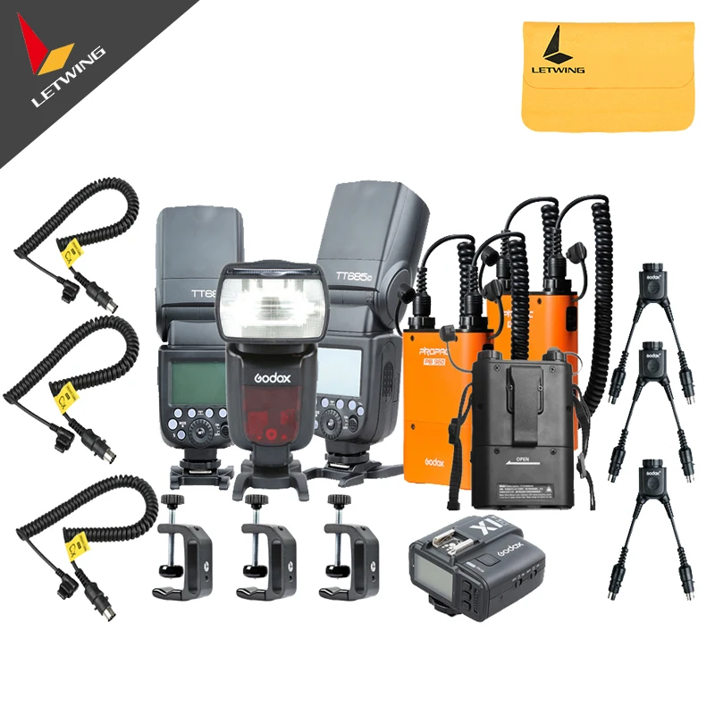 

3pcs Godox TT685C E-TTL II Camera Flash + X1C Flash Trigger + 3X PB960 Battery Pack + Power Cable + DB-02 Cable