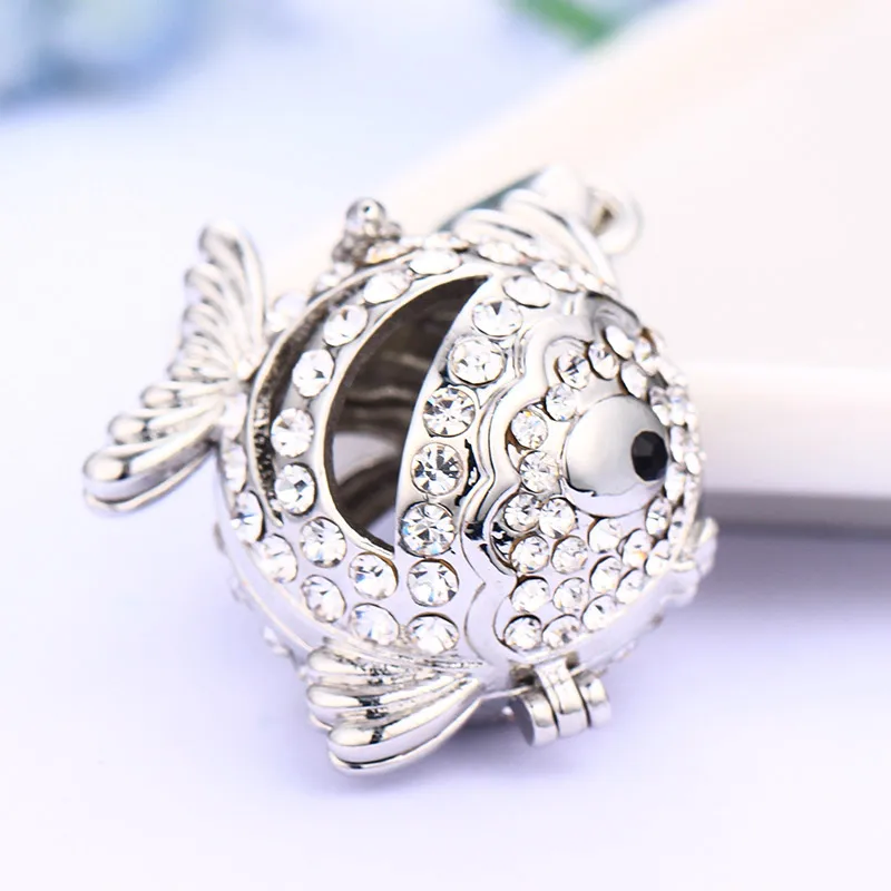 3pc big fish shape with zircon beads cage pendant findings 35x35mm (Fit 6 15mm Beads) BCPPHJ003|pendant findings|bead cagebeads |