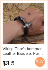 Кожаный браслет Viking Thor's hammer с бусинами для мужчин и женщин, кожа и нержавеющая сталь