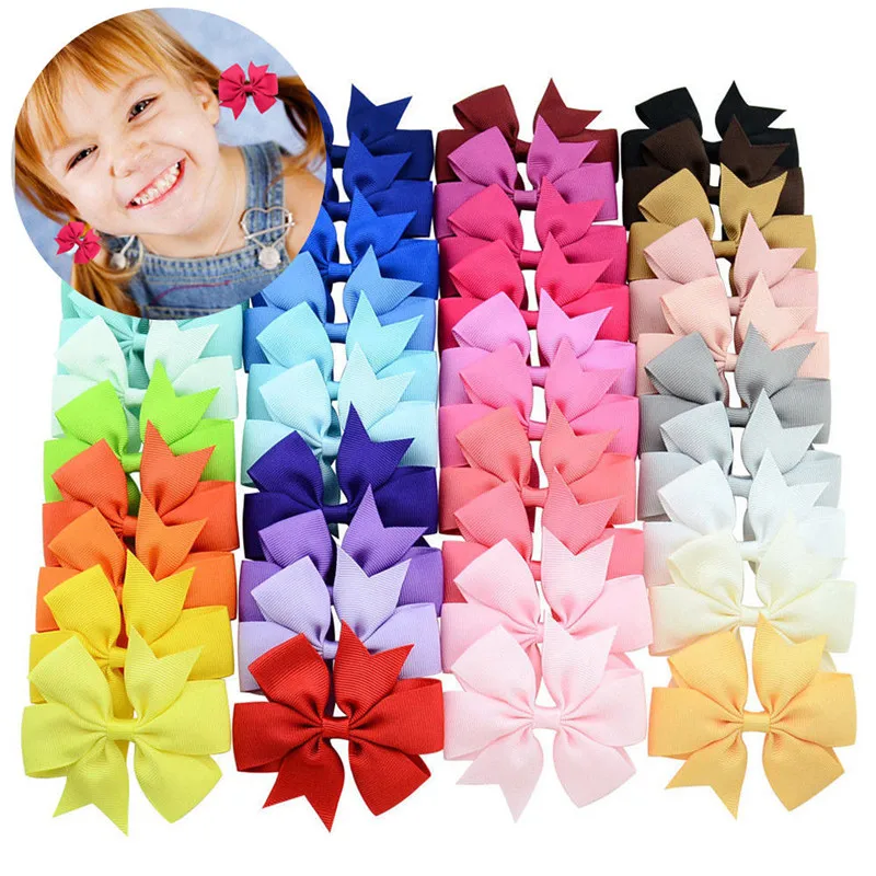 

PUDCOCO Pretty Baby Girls Hair Bows For Kids Hair Bands Solid Alligator Hair Clips Hairpins Accessories 40PCS