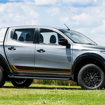 

car sticker 4 Pcs side door rear trunk gloss black orange 4X4 stripe graphic Vinyl sticker for mitsubishi l200 triton pickup
