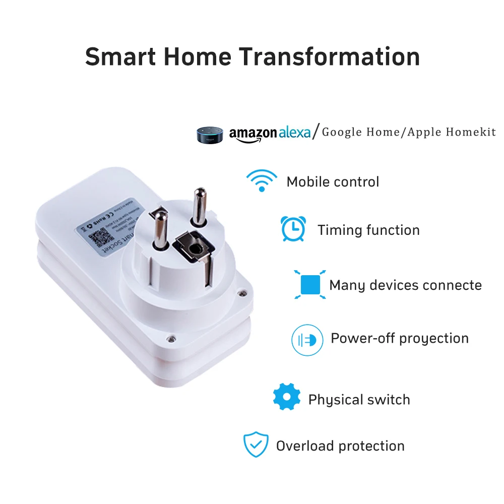 Tanie Vstarcam bezprzewodowe inteligentne gniazdo WiFi wtyczka praca z Amazon Alexa Echo Google Home Apple HomeKit zdalnego sterowania na