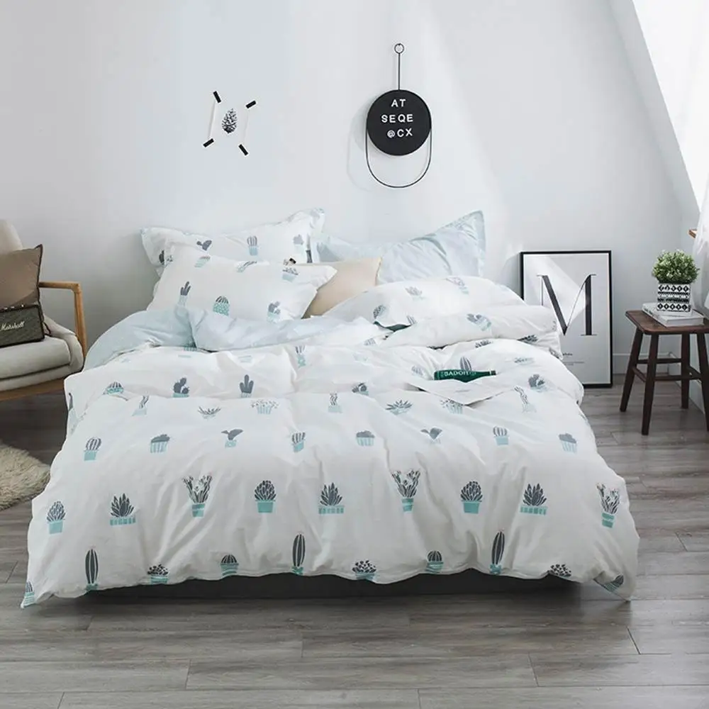 

2019 Brief Bonsai Cactus INS Cartoon Bed Cover Soft Cotton Bedlinens Twin Queen King Duvet Cover Set Bedspread Pillowcases