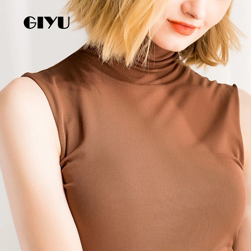 GIYU الصلبة أكمام T قميص المرأة الياقة المدورة المحملة مثير شبكة نحيل الأساسية قمم الإناث