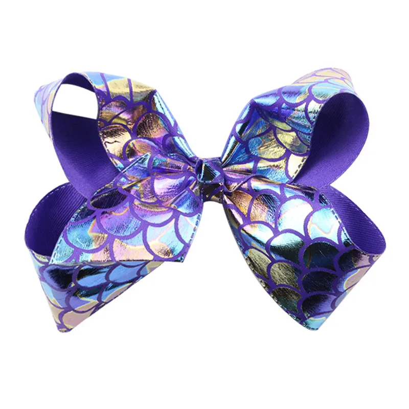 8pcslot Fashion 6 inch printing big butterfly clip Fish scale pattern Hair Bows girl's handmade hair  (4)