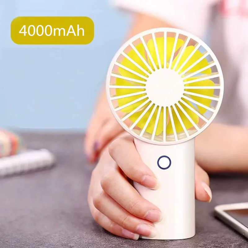 

4000MAH Battery USB Handheld Mini Fan 3 Gears Silent Strong Wind Personal Air Cooler Small Portable Desktop Fans for Home Office