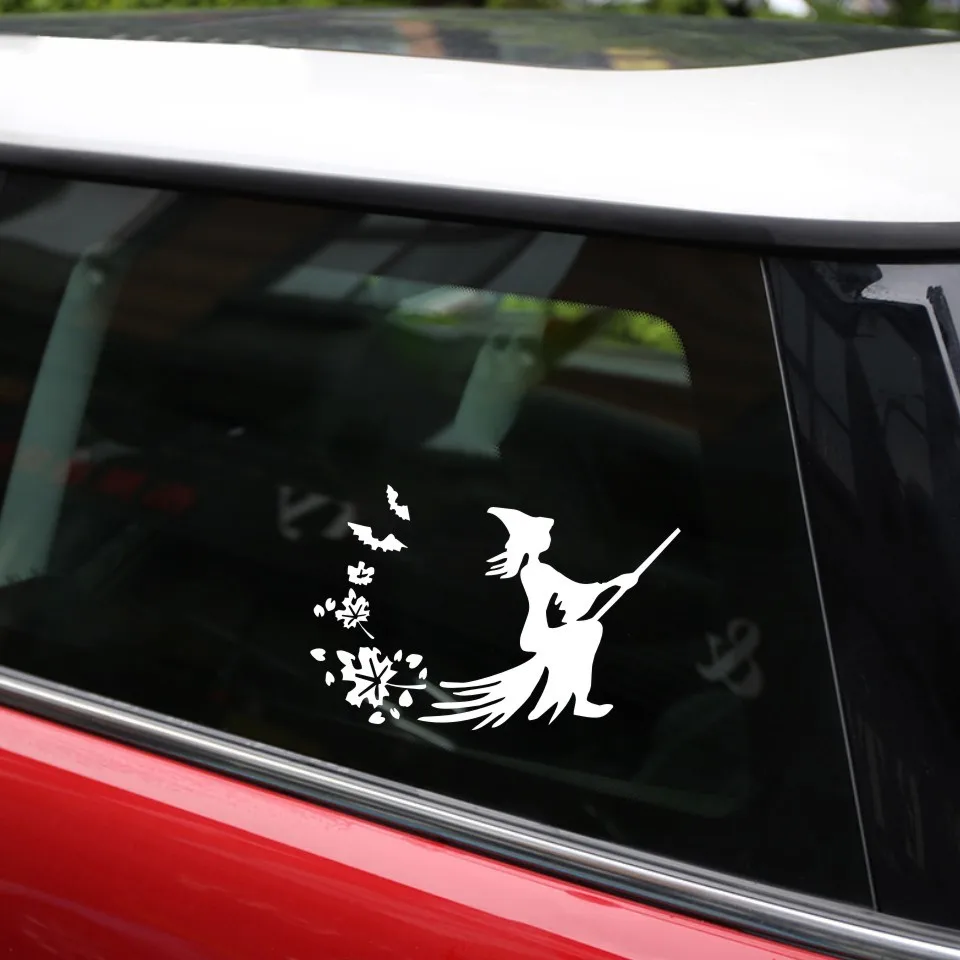 Cunymagos Witch Broom Fashion Car Sticker Motorcycle Vinyl Decal Black  Silver 16.7cm  15.4cm  (6)