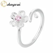 CHENGXUN Розовый Цветок сакуры эффектное регулируемое кольцо с кристаллами украшения для пальцев миди для женщин девочек