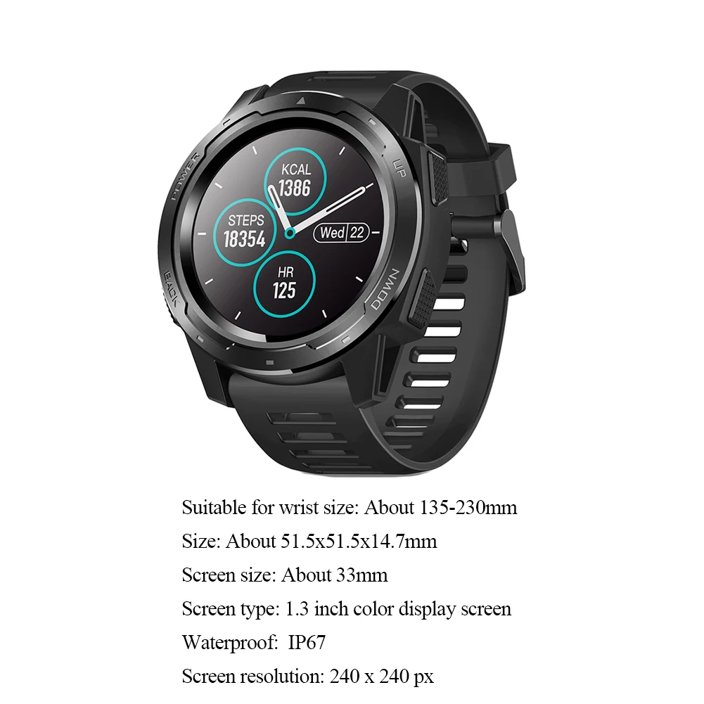Men's Black Fashion Smart Watch Heart Rate Sports Monitor Watch Casual Fitness Bracelet Men's Gift Camera Watch Smartwatch Reloj