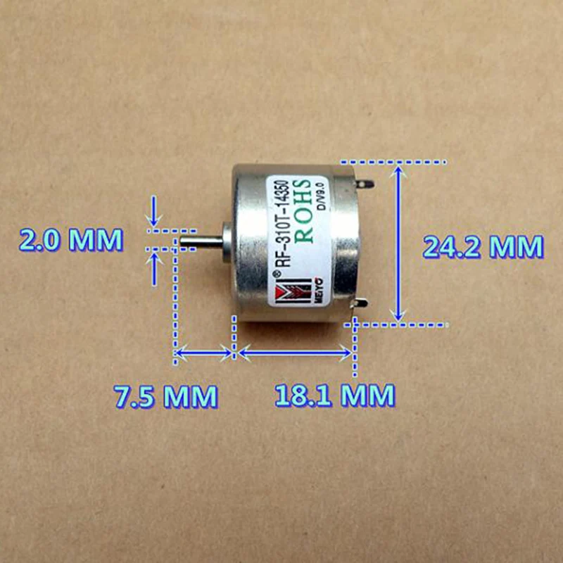 RF-310T-14350 Микро Мини RF-310 двигатель постоянного тока 5 в 6 в 6500 об/мин мини 24 мм круглый бесшумный драгоценный мотор металлической щетки для солнечной энергии модель игрушки