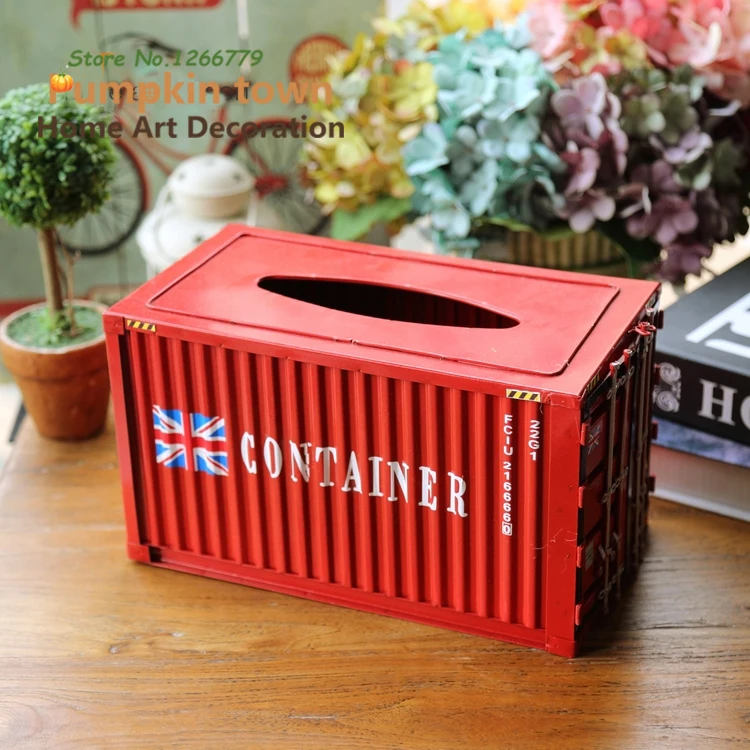 Ретро стиль креативный Железный промышленный контейнер коробка для салфеток, домашняя гостиная Настольная декорация/ресторанная коробка