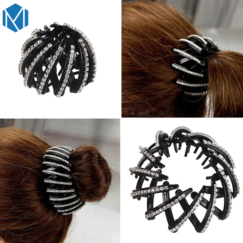 M Mism Women French Style Expanding Tail Hair Bun Holder Bird Nest