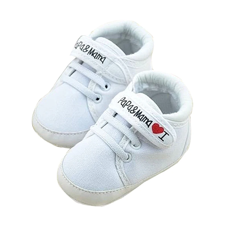 

Newborn Infant Baby I Love Papa Mama Soft Sole Crip Sport Shoes Sneakers Casual 6~9 Months 12cm white