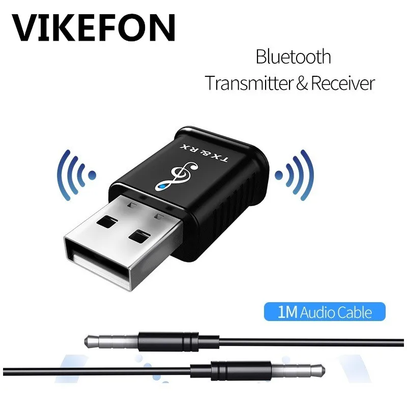 

VIKEFON Bluetooth 5.0 Receiver Transmitter Audio Mini 3.5mm AUX Stereo Music Car PC Wireless Transmitter Headphone USB Adapter