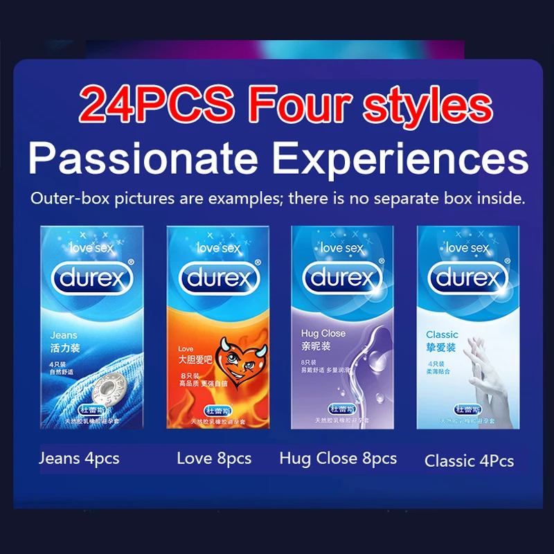 Durex 24/48/82 шт. 4in1Ultra Тонкий петух презерватив интимной контрацепции из натурального