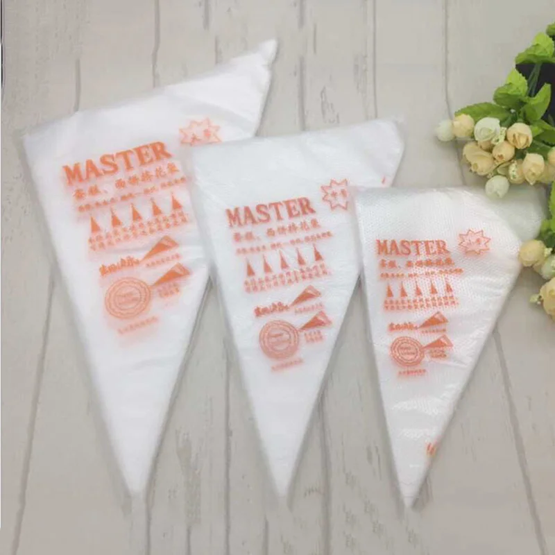 100Pcs/Pack 3 Sizes Disposable Pastry Bag Icing Piping Fondant Cake