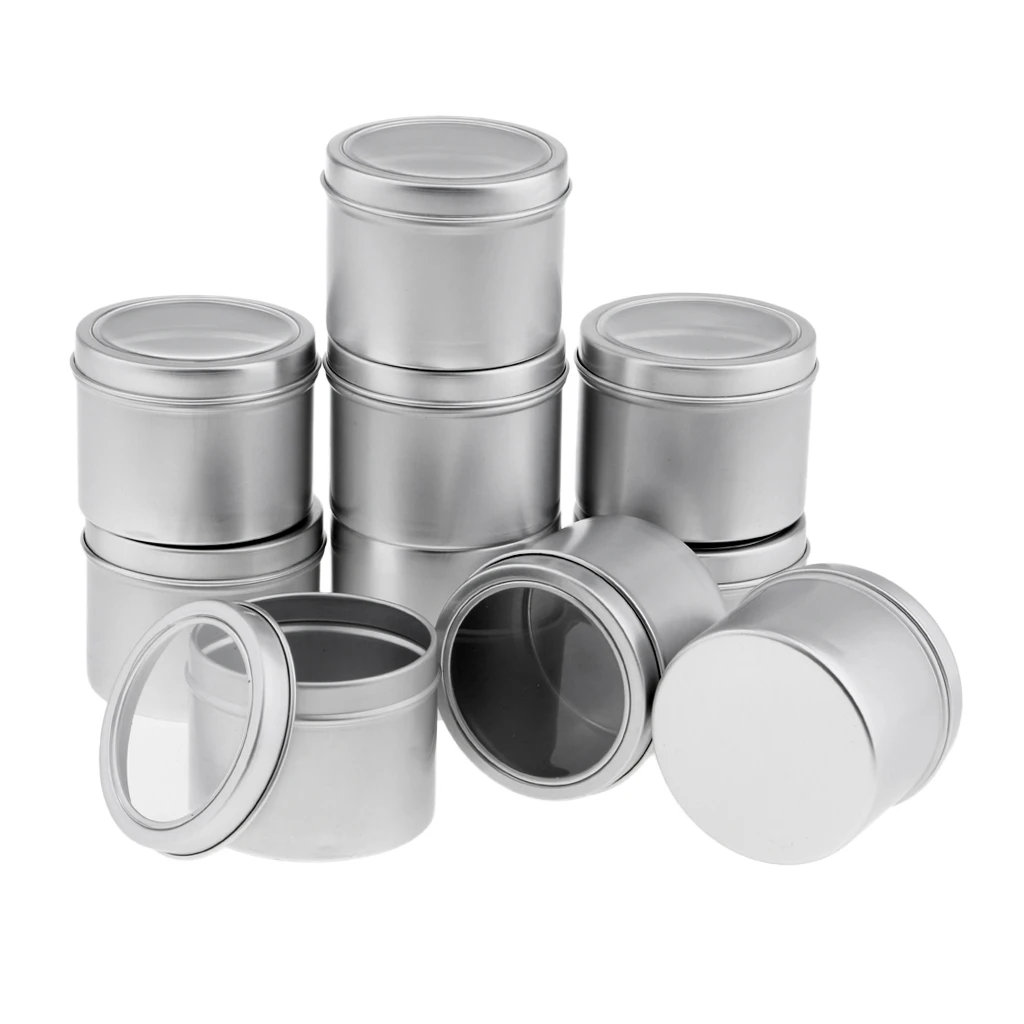 10x 100ml Round Lip Balm Candles Tin Cans Cosmetic Sample Containers Cream Empty Lip Balm Jars Tin Lid for Salve Powder Spice