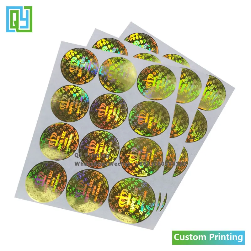 10000pcs 40x40mm 무료 배송 사용자 정의 인쇄 3D 황금 호 일 홀로그램 스티커 안티 가짜 보안 레이블 골드 레이저 홀로그램 인감