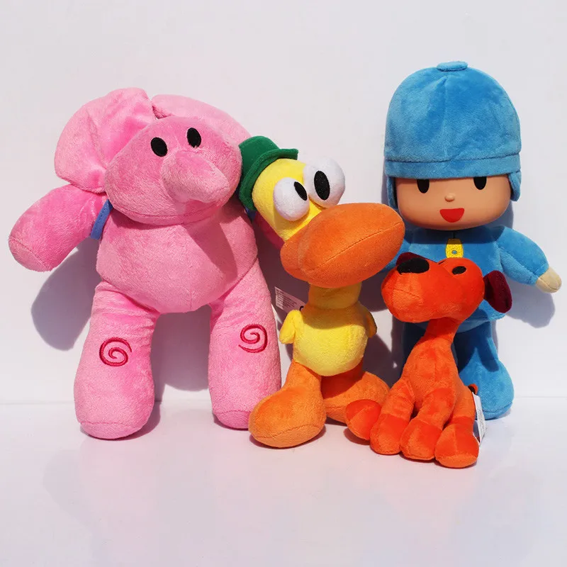 4 pièces/lot Pocoyo Elly Pato Loula Pocoyo chien canard éléphant en peluche jouets bon cadeau pour les enfants (lot de 4)