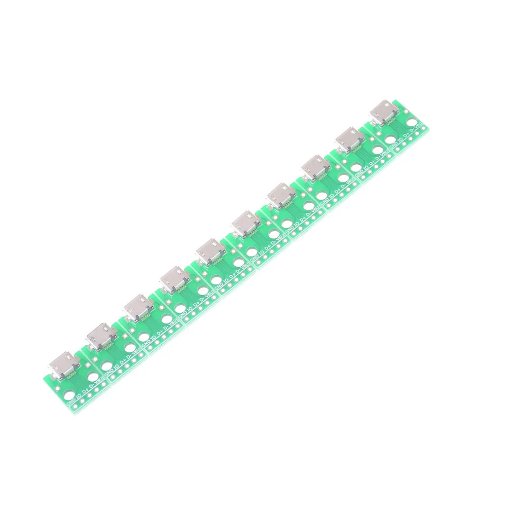 

10pcs Mini Micro USB to DIP 2.54mm Adapter Connector Module Board Panel Female 5-Pin Pinboard 2.54mm Micro USB PCB Type Parts