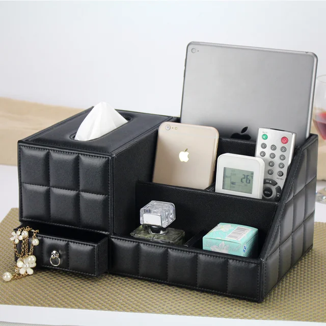 Multipurpose Desk Organizer Leather Pu Vintage Office Storage Multipurpose Desk Organizer Leather Pu Vintage Office Storage Box Black Clic Pencil Holder Stationery Collection