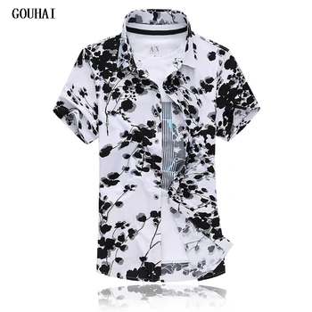

GOUHAI Mens Short Sleeve Shirts Plus Size M-6XL 7XL 2019 New Summer Mens Dress Shirts Slim Fit Cotton Casual Social Shirt Men