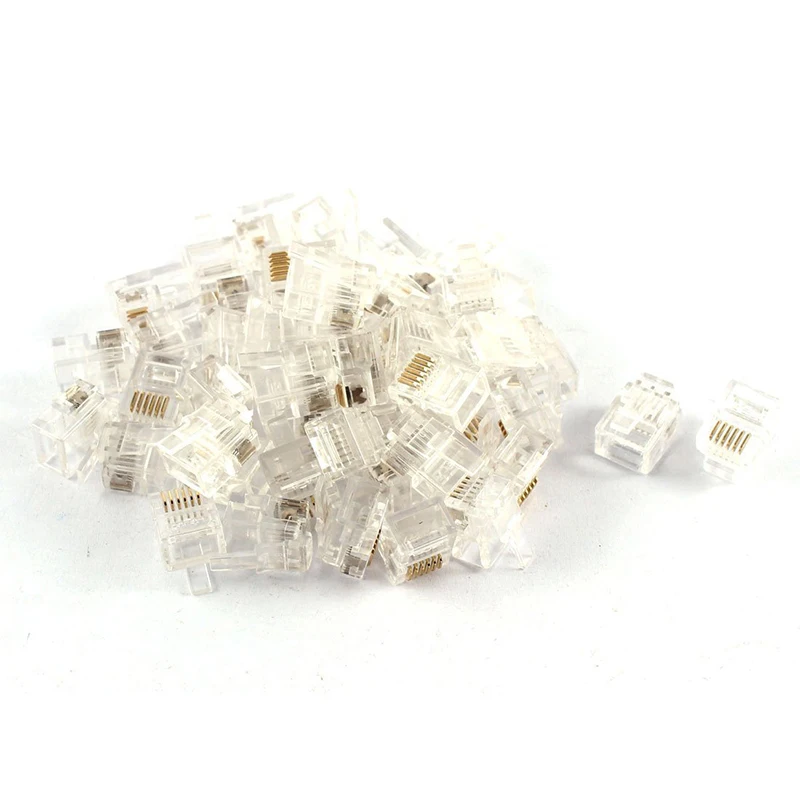 

RJ11 6P6C Modular Plug Telephone Adapter Connector Line End 50pcs