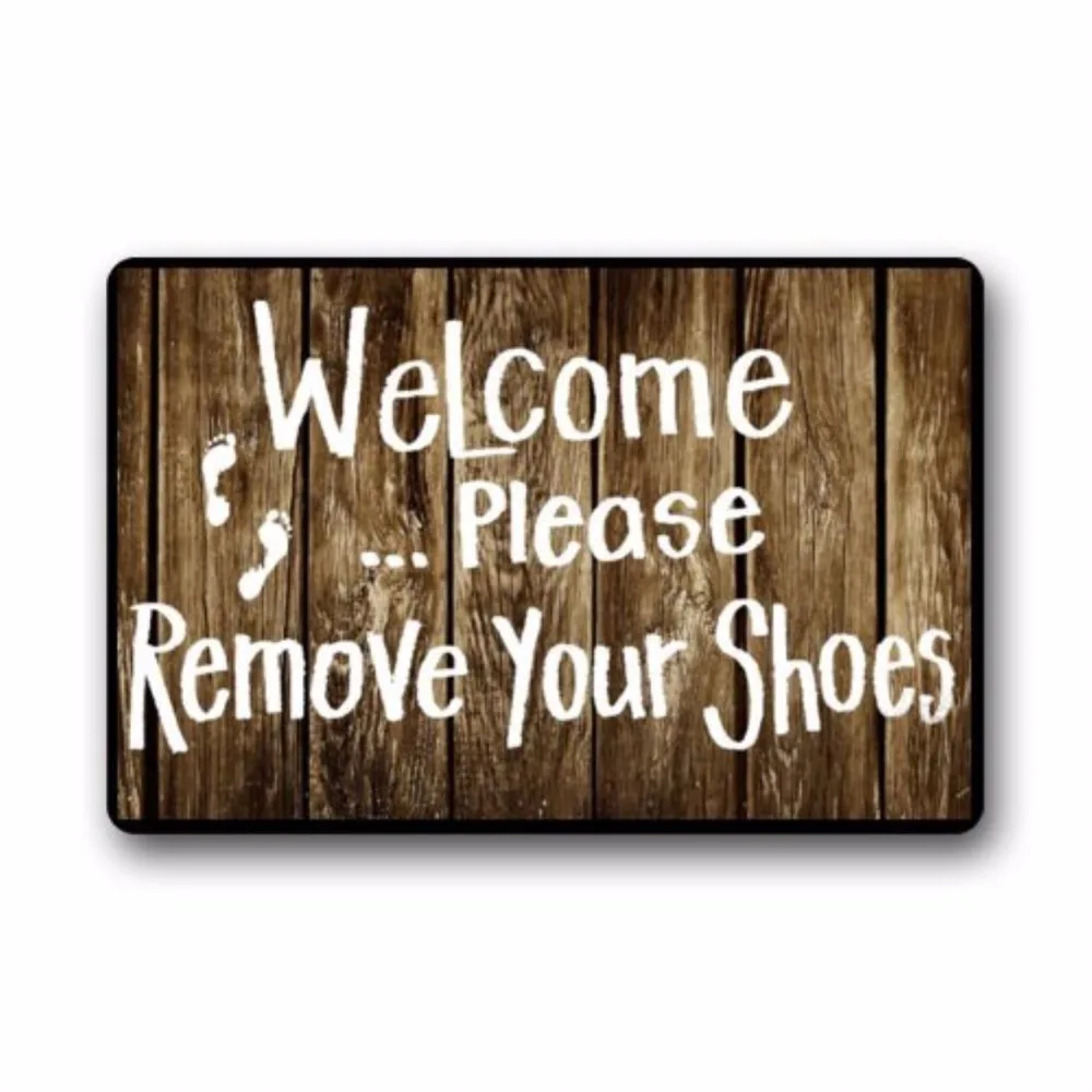 Custom Machine washable Door Mat Welcome Please remove your shoes ...