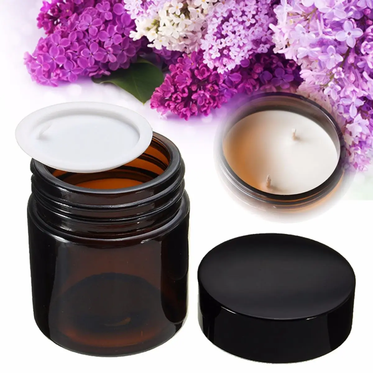 1pcs 120ml Empty Amber Pot Skin Care Cream Jar With Plastic Lids
