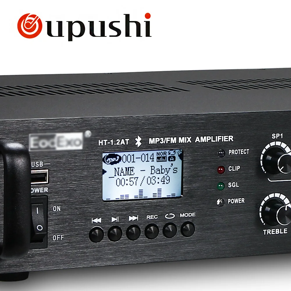 Oupushi домашний Bluetooth 120 Вт, 240 Вт, 360 Вт AC/DC микрофон 5 зон PA моно усилитель с 70-100 вольт Выход с USB
