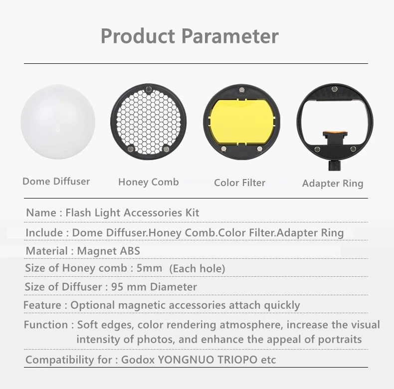 TRIOPO MagDome цветной фильтр отражатель сотовый шаровой рассеиватель Фото аксессуары наборы для GODOX YONGNUO Flash заменить AK-R1 S-R1