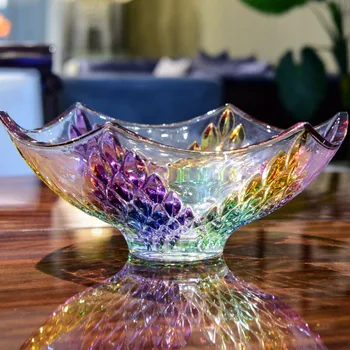 

Modern minimalist creative home large glass fruit bowl living room coffee table peacock fruit plate ZP01241724