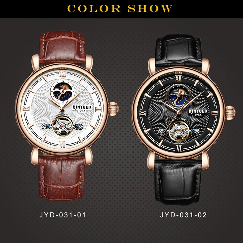KINYUED Tourbillon Automatic Watch Men Waterproof Luxury Army Military Skeleton Mechanical Wristwatch Sprots reloj hombre 2018